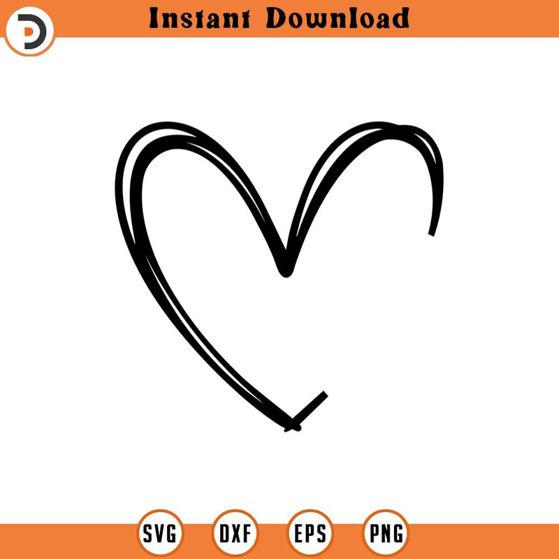 SVG2108-Doodle Heart Svg, Open Heart Svg, Hand Drawn Heart Svg, Text Heart, Valentine's Day Cut File Cricut, Png Pdf Eps, Vector, Decal, Sticker.jpg