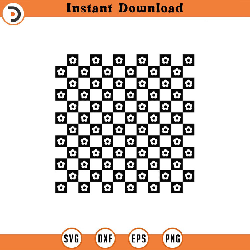 SVG2125-Flower Checkered Pattern Svg, Floral Checkerboard Pattern Svg, Seamless Geometric Background, Square Pattern Cut File Cricut, Png Pdf.jpg