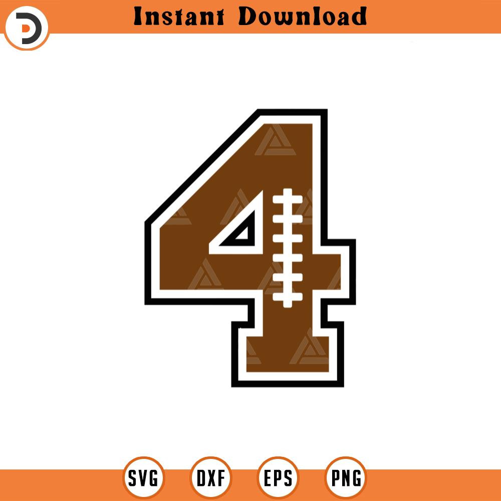 SVG2130-Football Number Four Svg, Fourth Birthday Svg, Football Four Png, Football Mom Cut File Cricut, Silhouette, Png Pdf, Vector.jpg