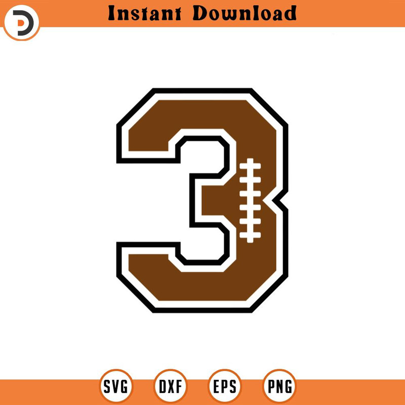 SVG2132-Football Number Three Svg, Third Birthday Svg, Football Three Png, Football Mom Cut File Cricut, Silhouette, Png Pdf, Vector.jpg