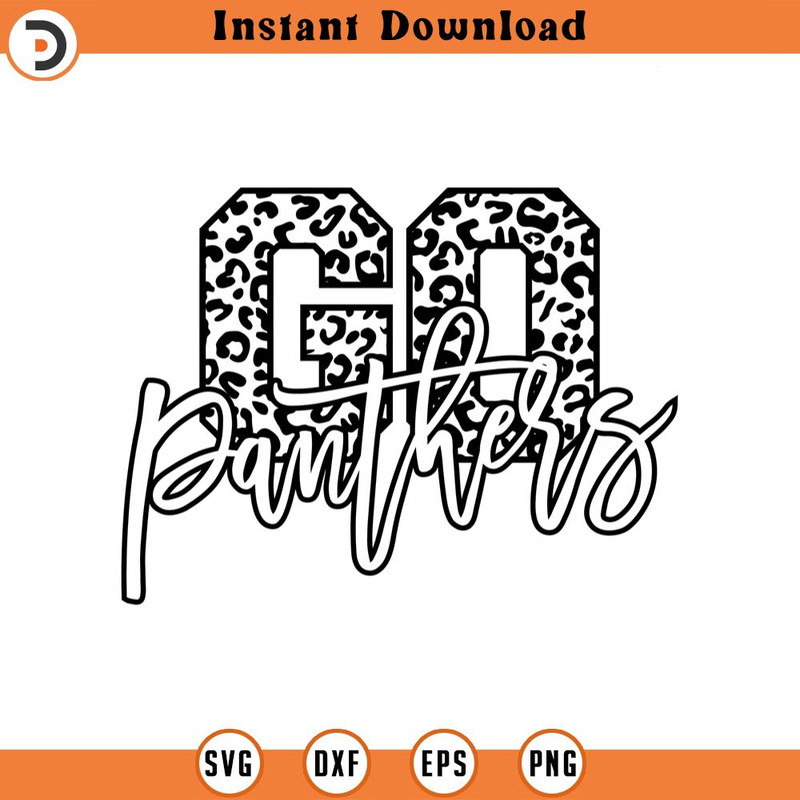 SVG2206-Go Panthers Leopard Svg, Go Panthers Football Svg, Run Panthers Svg, Sports Cheer Mom T-Shirt Cut File Cricut, Png Pdf, Vector, Stencil.jpg