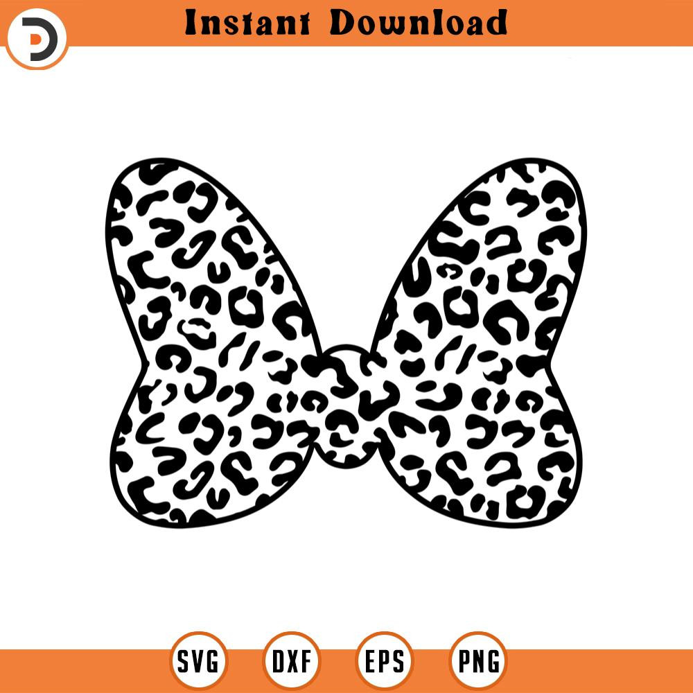 SVG2243-Hair Bow Svg, Leopard Print Svg, Cheetah Spots Hair Bow Tie Svg, Leopard Ribbon Cut File Cricut, Silhouette, Png Pdf Eps, Vector, Stencil.jpg