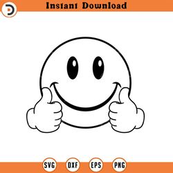 happy face svg, thumbs up svg, happy face clipart, retro happy face png, good vibes only cut file cricut, silhouette