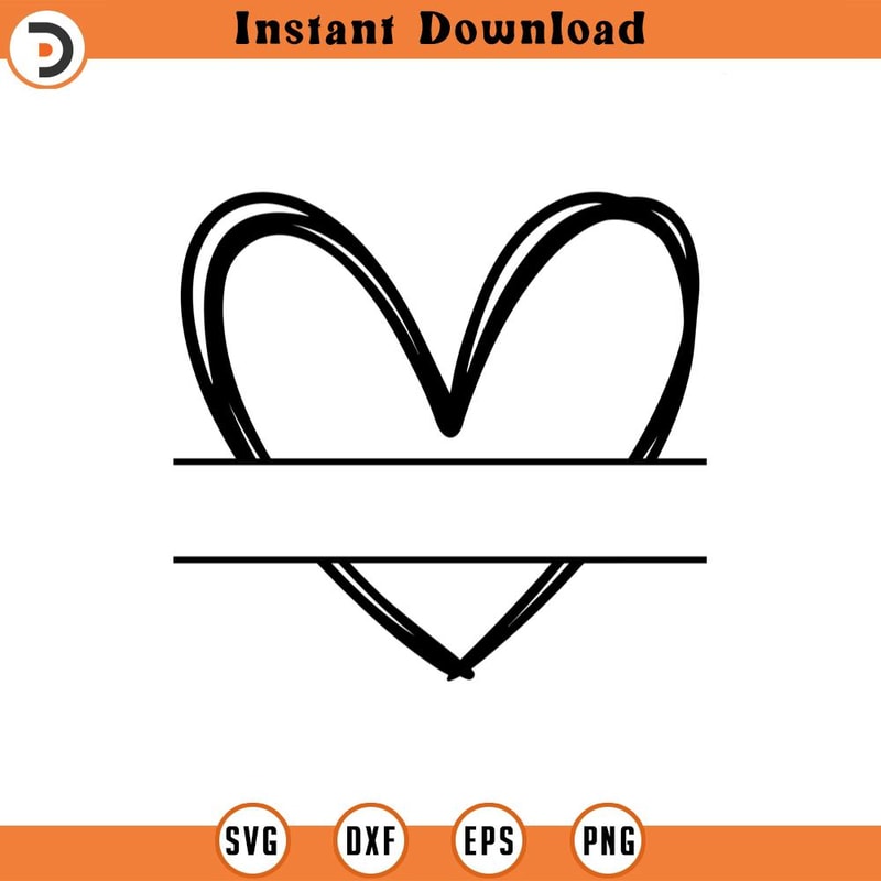SVG2271-Heart Monogram Svg, Hand Drawn Heart Split Name Frame Svg, Valentine's Day Svg Cut File Cricut, Png Pdf Eps, Vector, Decal, Sticker.jpg