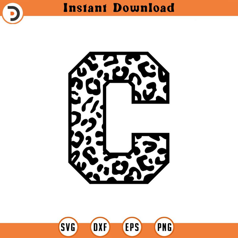 SVG2284-Leopard C Letter Monogram Svg, Cheetah C Letter Svg, Leopard Font Alphabet Svg Cut File Cricut, Silhouette, Png Pdf Eps, Vector.jpg