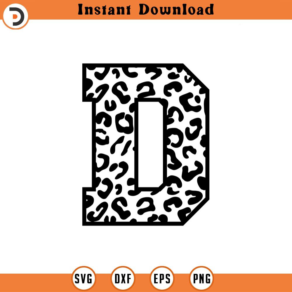 SVG2288-Leopard D Letter Monogram Svg, Cheetah D Letter Svg, Leopard Font Alphabet Svg Cut File Cricut, Silhouette, Png Pdf Eps, Vector.jpg