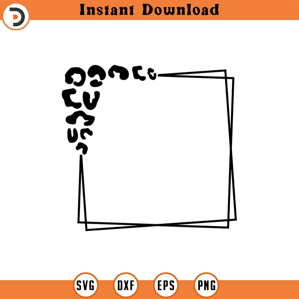 SVG2289-Leopard Double Frame Svg, Leopard Square Border, Leopard Wreath, Double Frame Monogram Cut File Cricut, Png Pdf Eps, Vector, Silhouette.jpg