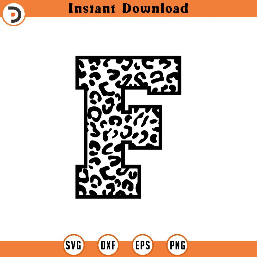 SVG2292-Leopard F Letter Monogram Svg, Cheetah F Letter Svg, Leopard College Font Alphabet Svg Cut File Cricut, Silhouette, Png Pdf Eps, Vector.jpg