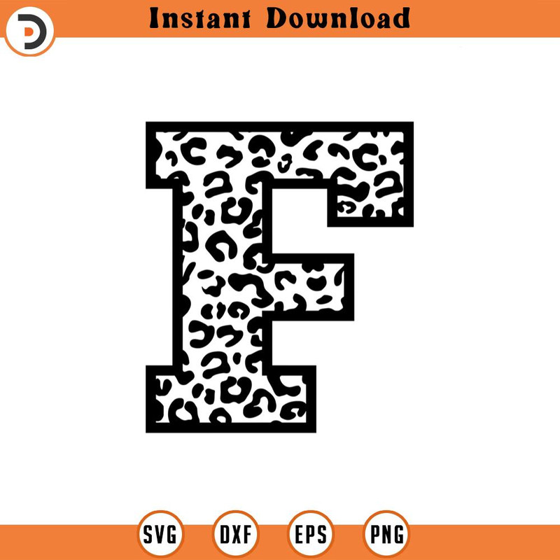 SVG2293-Leopard F Letter Monogram Svg, Cheetah F Letter Svg, Leopard Font Alphabet Svg Cut File Cricut, Silhouette, Png Pdf Eps, Vector.jpg