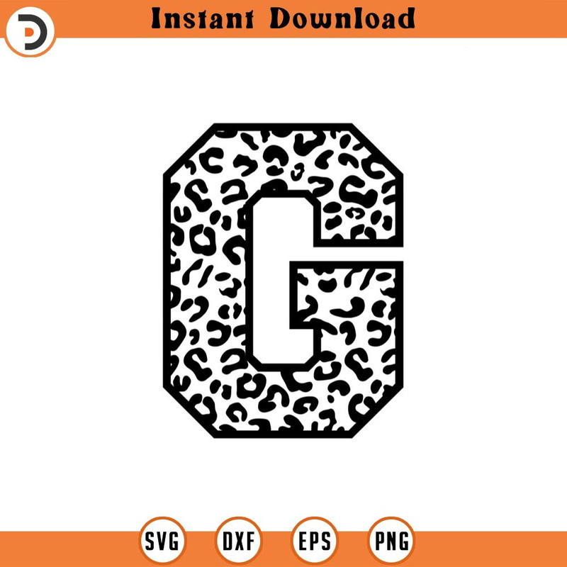 SVG2294-Leopard G Letter Monogram Svg, Cheetah G Letter Svg, Leopard Font Alphabet Svg Cut File Cricut, Silhouette, Png Pdf Eps, Vector.jpg