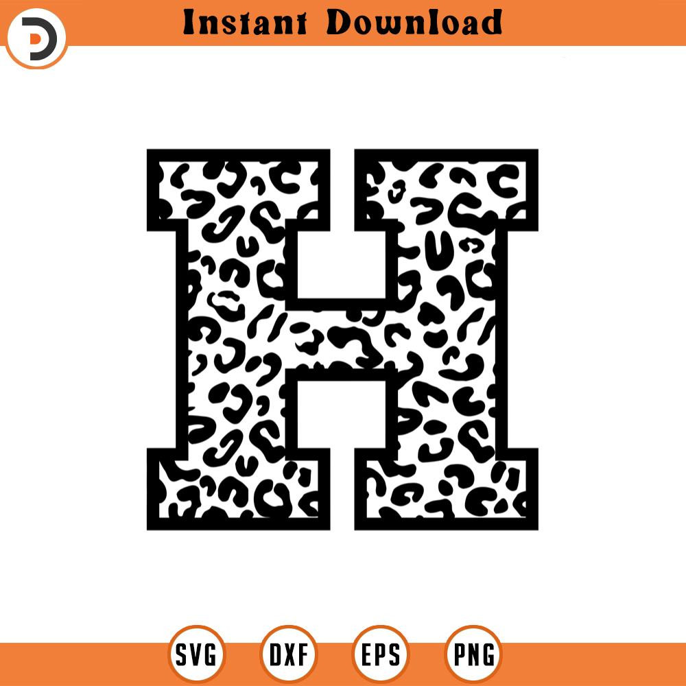 SVG2297-Leopard H Letter Monogram Svg, Cheetah H Letter Svg, Leopard Font Alphabet Svg Cut File Cricut, Silhouette, Png Pdf Eps, Vector.jpg