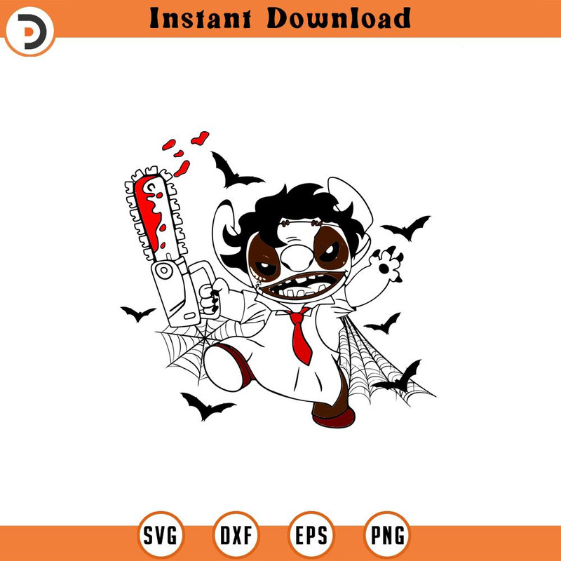 SVG3071-Halloween Costume Svg, Stitch Chainsaw Svg, Halloween Svg, Stitch Halloween Svg, Svg, Png Files For Cricut Sublimation, Layered Cut File.jpg