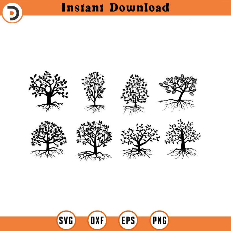 SVG3302- Tree Silhouette Svg Clipart Svg Family Tree Svg Tree Svg Cut Files Cricut Silhouette Clipart Silhouette INSTANT DOWNLOAD.jpg