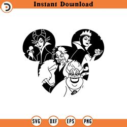 villains svg png clipart , maleficent cruella ursula evil queen , disneyland ears , cut file silhouette outline