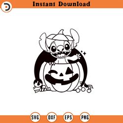 stitch halloween svg pumpkin png clipart , cut file silhouette outline