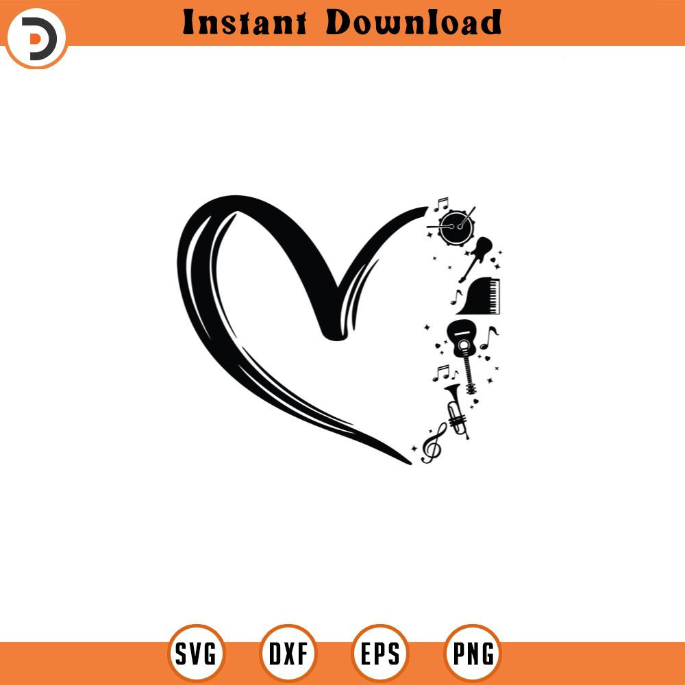 SVG4443-music heart SVG file, musıc lover svg,musical instruments svg, EPS file, png file, JPG, Instant Download, Cricut Cut File,.jpg