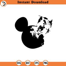 mickey mouse silhouette svg ,png, cartoon character cut file dxf, cricut, animal kingdom, princess, magic