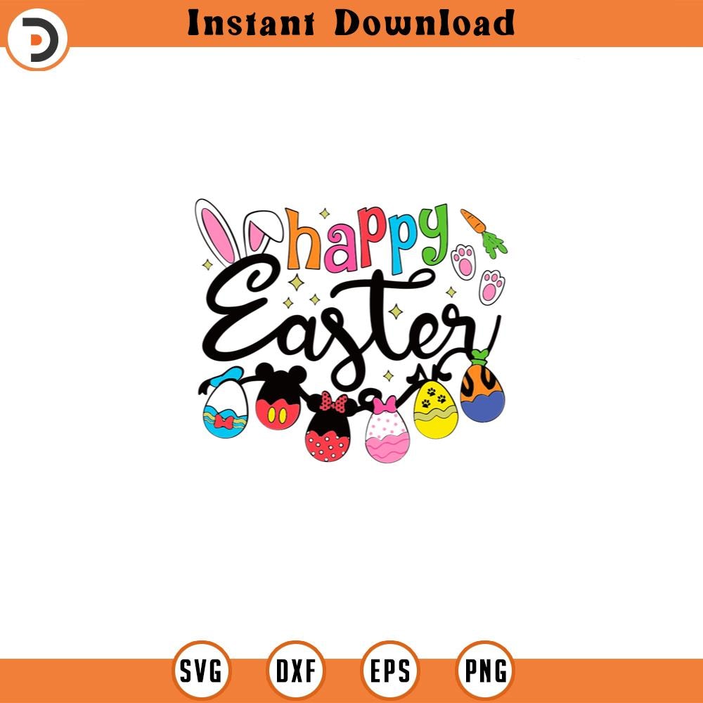 SVG4477-mickey mouse easter,happy ears svg, Easter svg, Easter happy svg,colored eggs, Cricut and silhouette.jpg