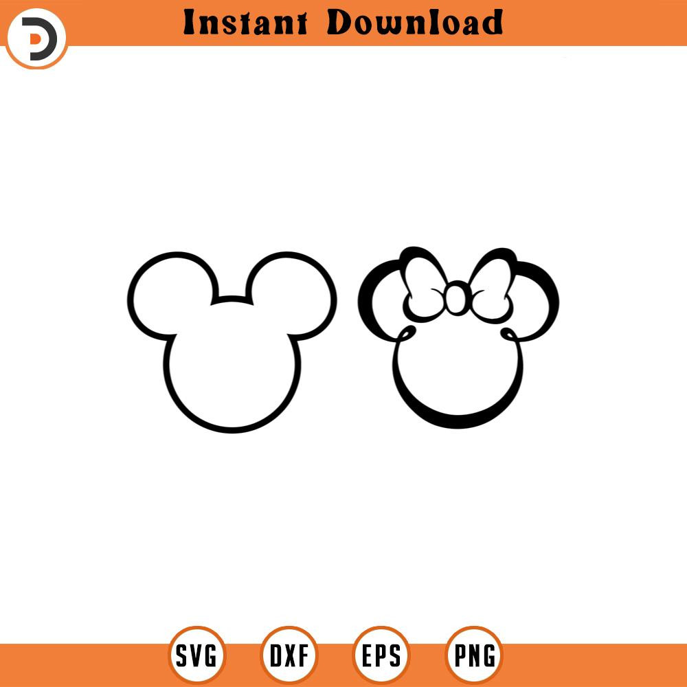 SVG4490-Mickey and Minnie Inspired SVG Bundle, Mickey Minnie Mouse Outline, Mickey Mouse head SVG, Instant download for Cricut and Silhouette.jpg