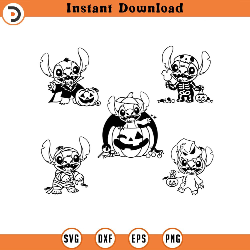 SVG4522-Halloween Stitch SVG SET bundle 5 cliparts dxf png pdf , cut files outline silhouette.jpg