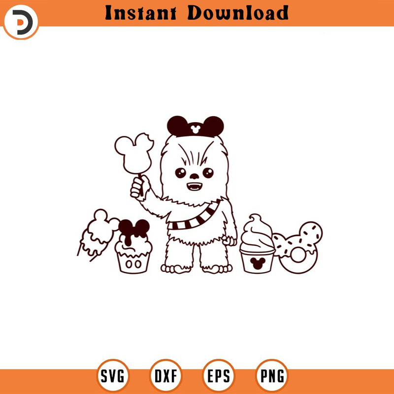 SVG4603-Chewbacca SVG , disneyland snacks , vacay mode , star wars png dxf clipart , cut file outline silhouette.jpg
