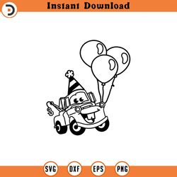 cars svg birthday balloons tow mater dxf png clipart , cut file outline silhouette 1