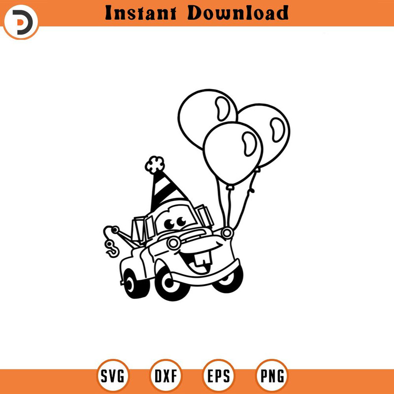 SVG4621-Cars SVG birthday balloons tow mater dxf png clipart , cut file outline silhouette.jpg