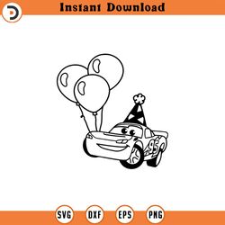 cars birthday balloons lightning mcqueen svg dxf png clipart , cut file outline silhouette 1