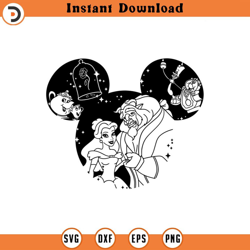SVG4638-Beauty and the beast SVG belle princess cricut dxf png clipart , cut file outline.jpg