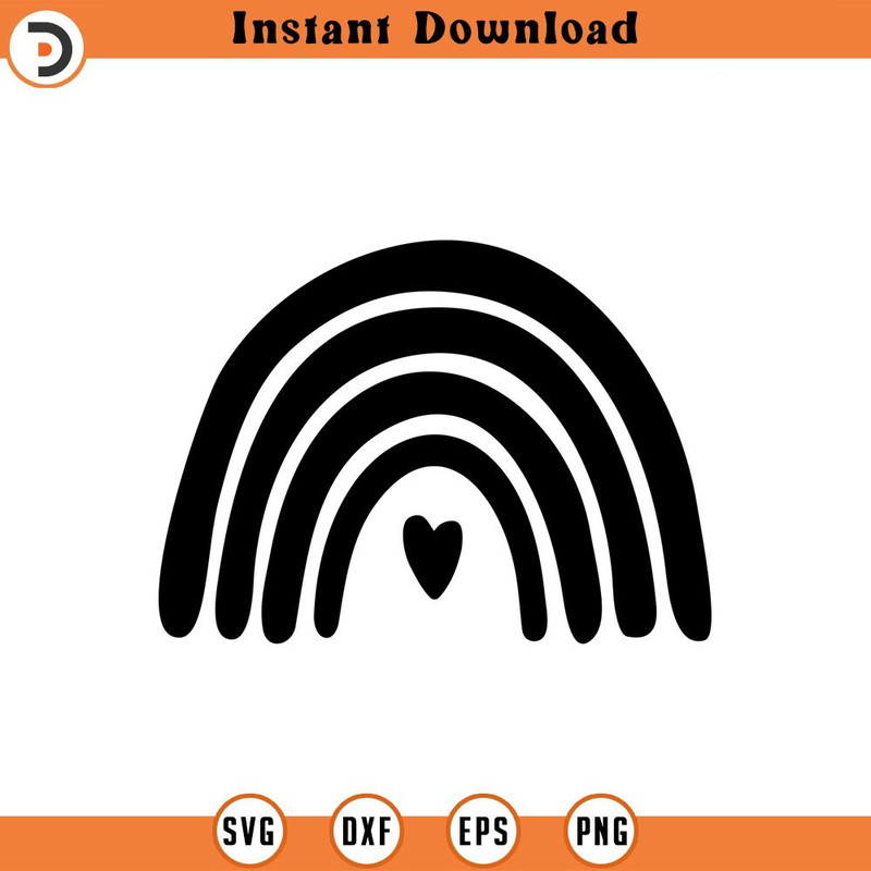 SVG971-Rainbow with Heart Svg, Rainbow Svg, Customizable Rainbow Svg, Boho Rainbow Svg, Custom Rainbow Svg.jpg