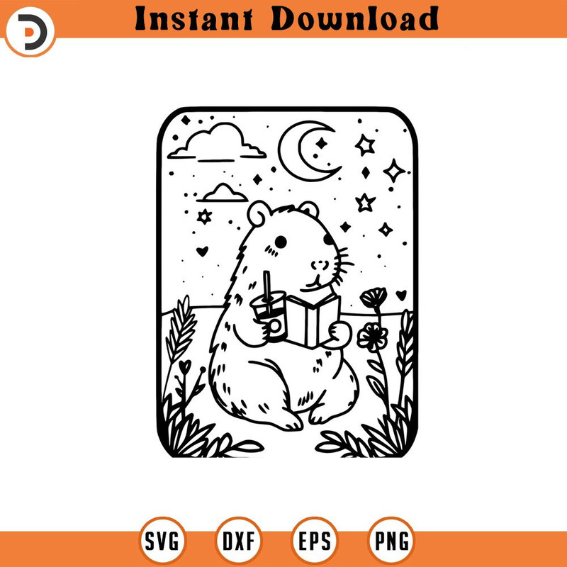 160524271-Iced Coffee Capybara Tarot Graphic Cute Gifth SVG Silhouette, Cricut File .jpg