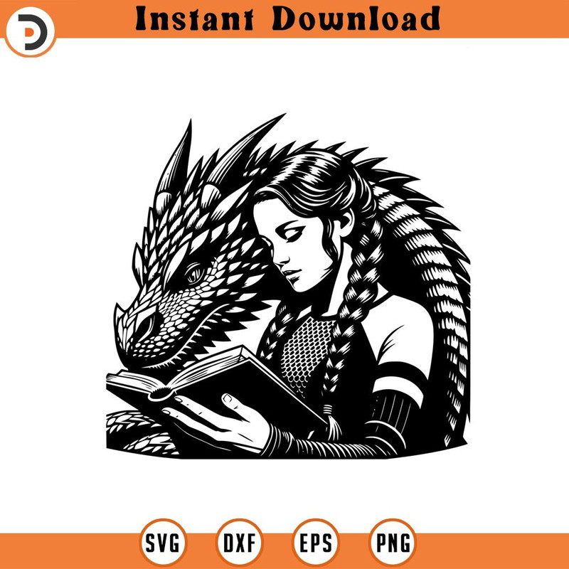 160524282-Dragon Reader Graphic Gift for Fantasy Readers SVG Silhouette, Cricut File .jpg