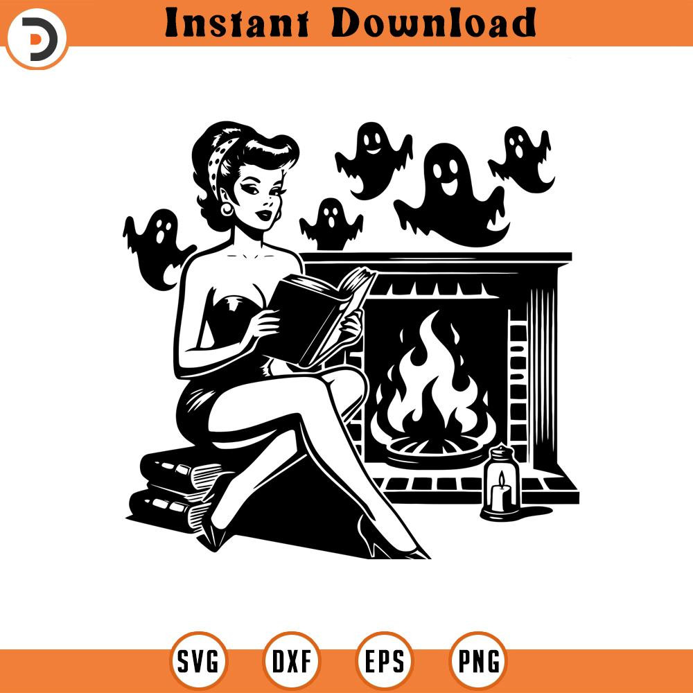 160524247-Spooky Retro Bookish Graphic Gift for Bookworms SVG Silhouette, Cricut File .jpg