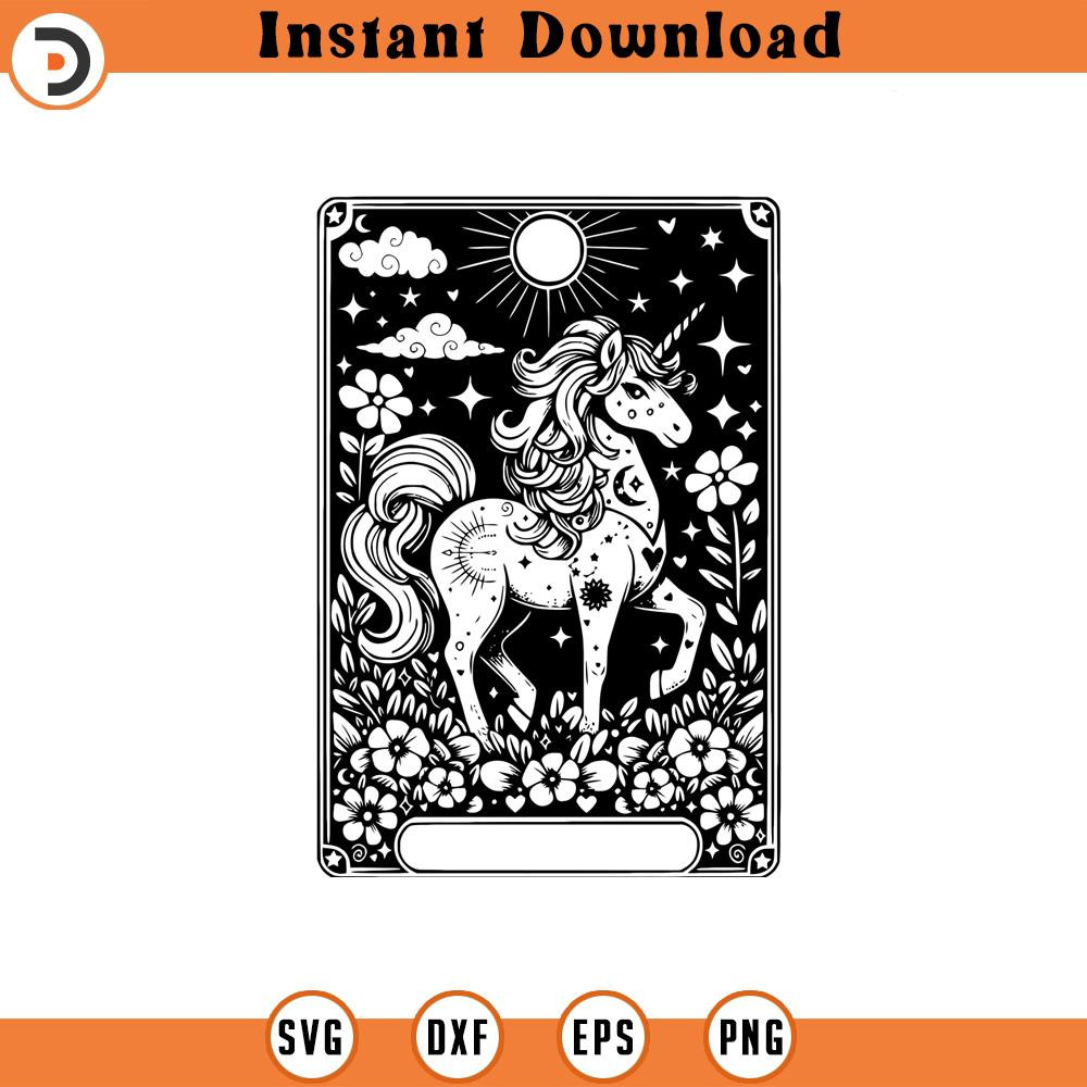 160524285-Cute Unicorn Tarot Graphic Fantasy Lovers Gift SVG Silhouette, Cricut File .jpg