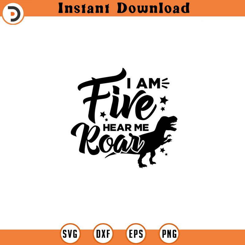 SVG16052497-I am Five Dinosaur SVG 5th Birthday SVG He, Silhouette SVG Download.jpg