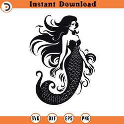 ariel princess svg silhouette, cricut file