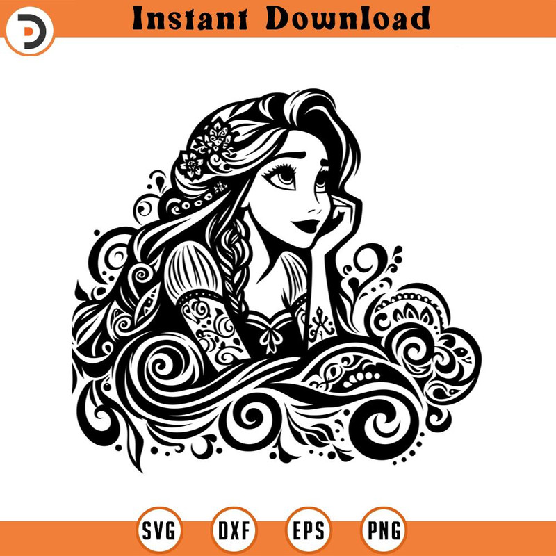 SVG15052473- Rapunzel Mandala SVG Silhouette, Cricut File.jpg