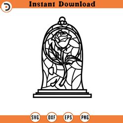 beauty and the beast stained glass rose svg silhouette, cricut file