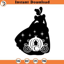 cinderella princess svg silhouette, cricut file 1