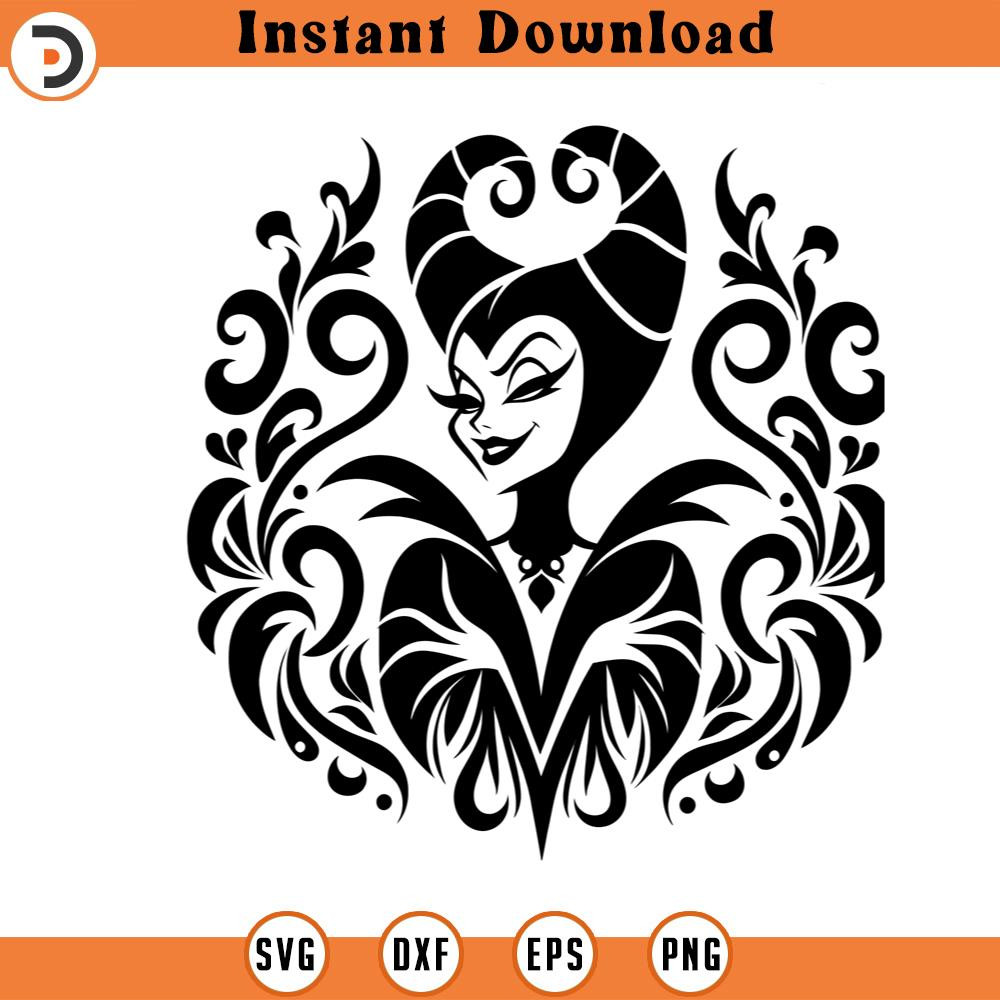 SVG150524164- Maleficent Villain Mandala SVG Silhouette, Cricut File.jpg