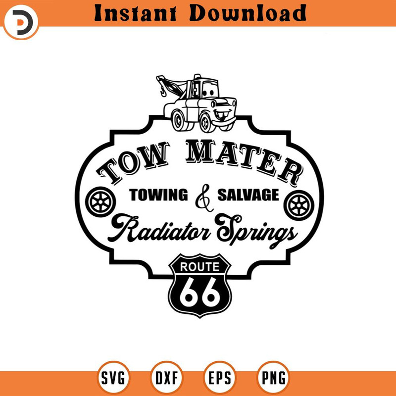 SVG150524200- Tow Mater Towing & Salyage Radiator Springs, SVG Silhouette, Cricut File.jpg