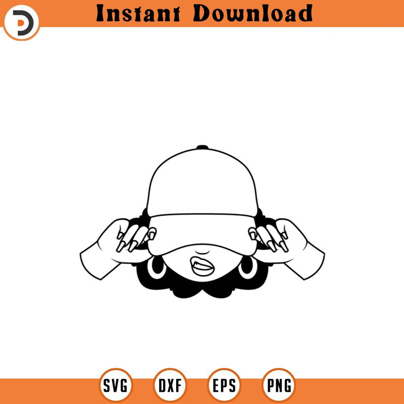 Cartoony Woman Smirk Cap Outline smirk svg africa PNG.jpg
