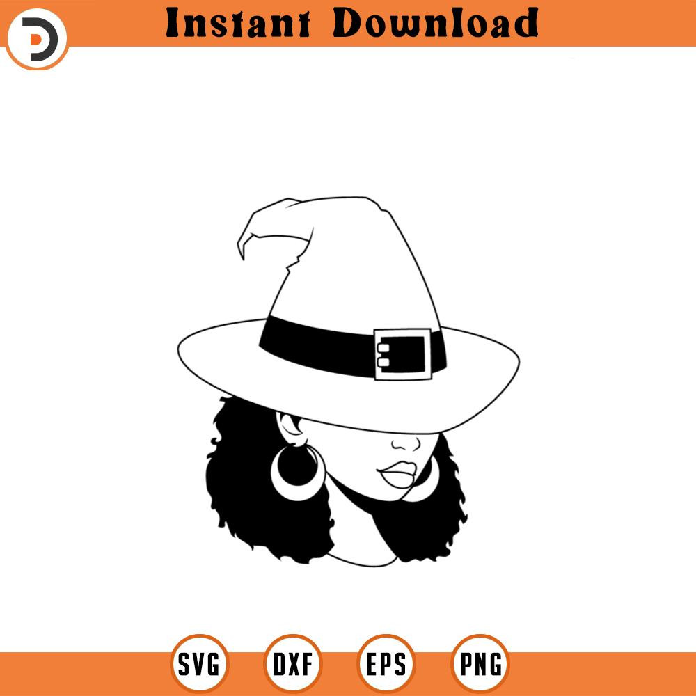 Halloween Witch Woman Silhouette african american svgyy PNG.jpg
