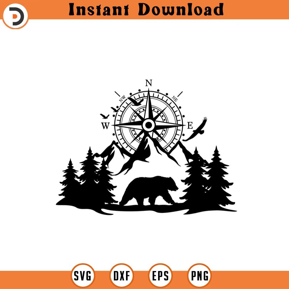 SVG210524200-Bear SVG Mountain Scene SVG Bear Png.jpg