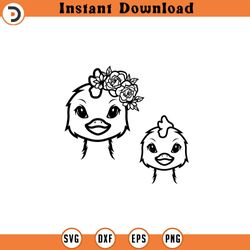 cute floral chicken svg cute chicken face