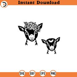 cute floral goat svg cute goat face svg