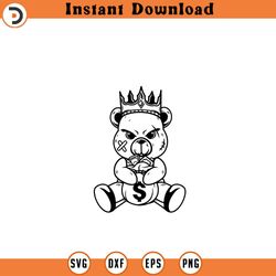 cute little gangster svg teddy bear king money