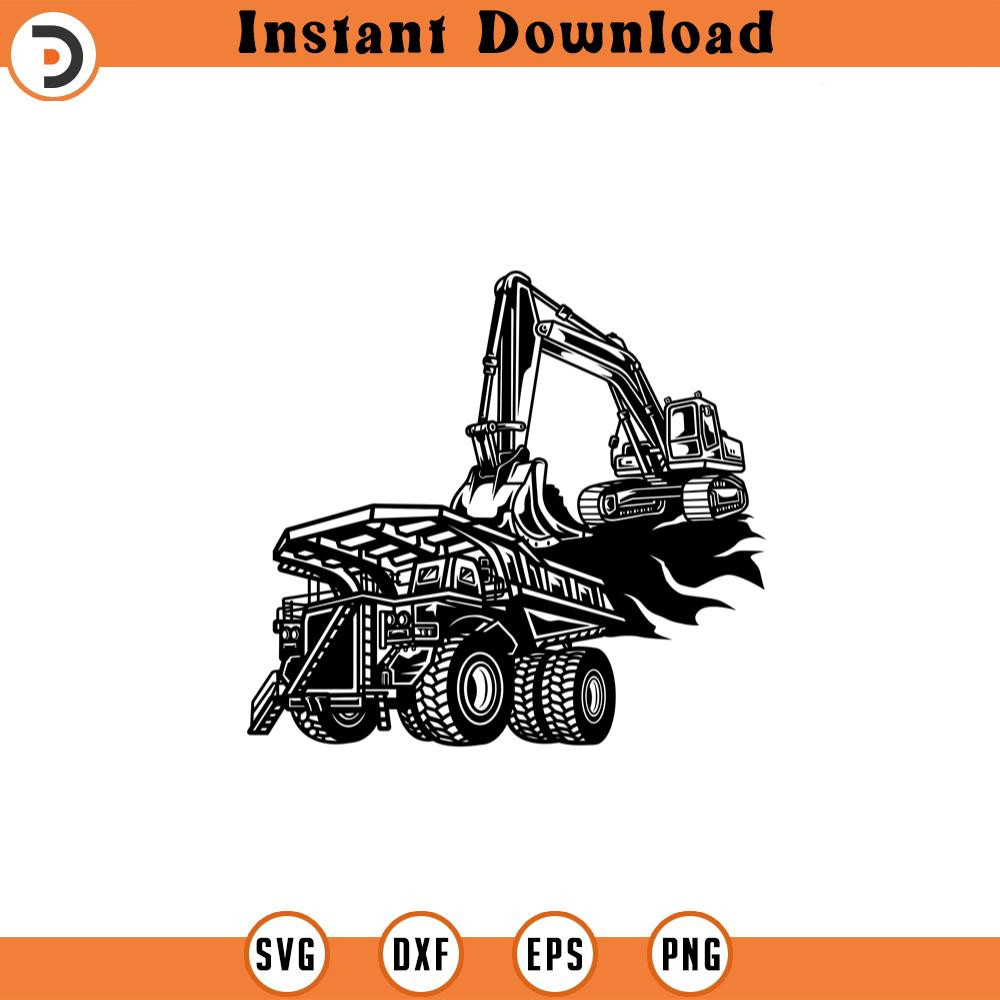 SVG210524309-Dump Truck with Track Hoe Svg Quarry Truck.jpg