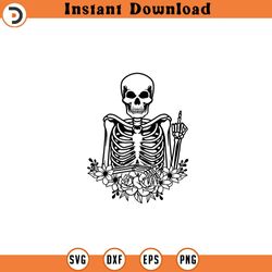 skeleton middle finger svg floral skeleton svg