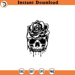 skull rose melting svg flowered skull svg